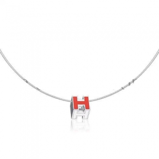 Hermes Cage d'H Necklace Red in Lacquer With Gold